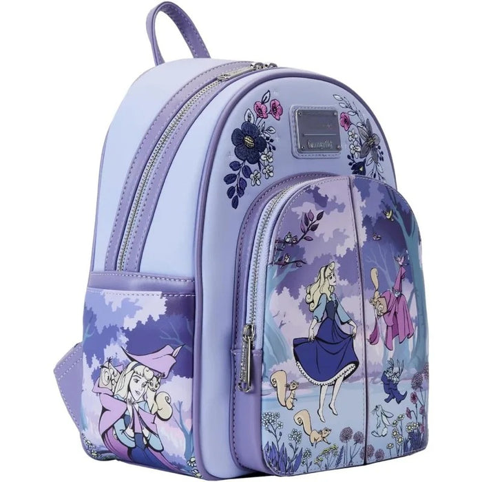 Sleeping Beauty Cartoon Character Floral Mini Backpack