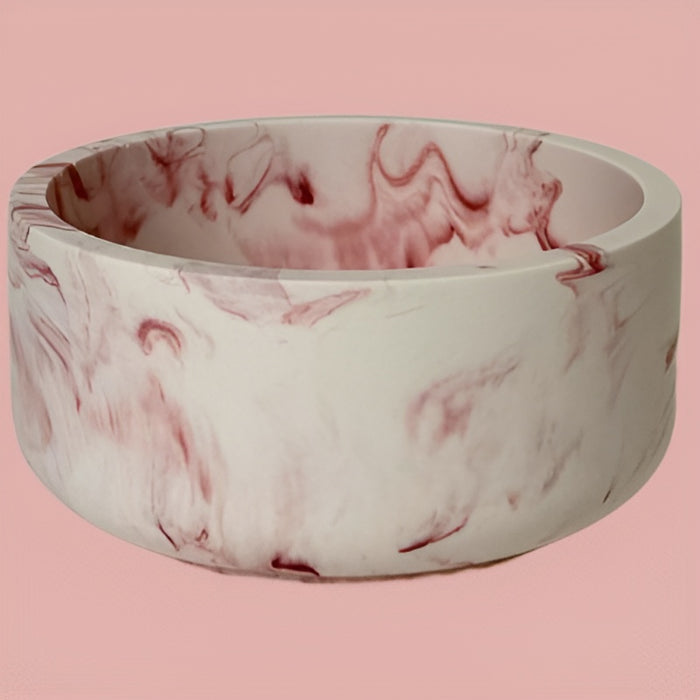 Marbled Candle Holder With Matching Lid And Base