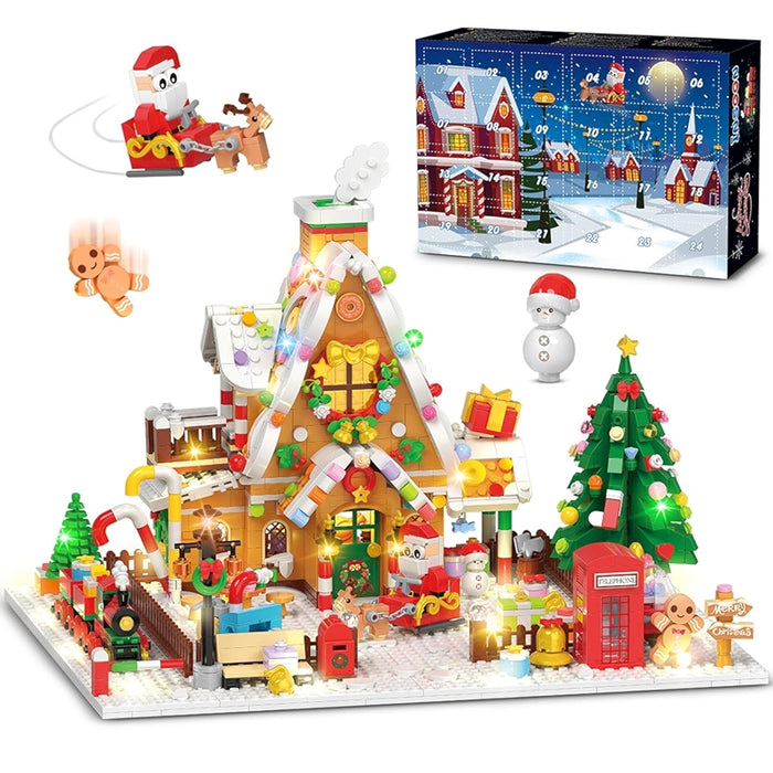 Advent Calendar Gingerbread House Building Set With Led Light