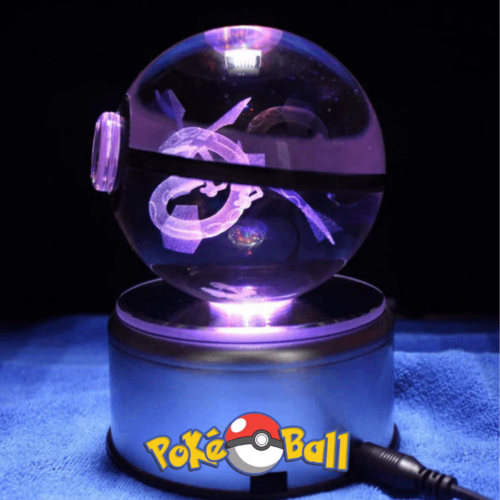 Crystal Pokéball With 3D Laser Engraved Rayquaza