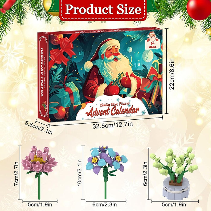 Advent Calendar Building Block Flower Set For Christmas Countdown