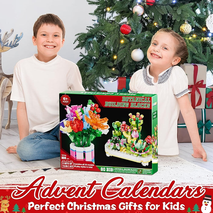 Advent Calendar 2024 Sunflower Bouquet Building Blocks Countdown Set