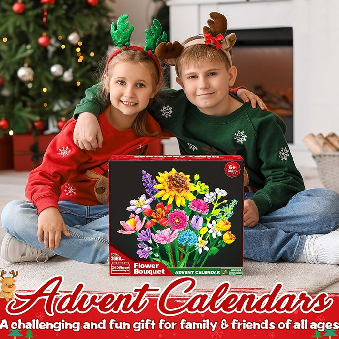 Advent Calendar 2024 Sunflower Bouquet Building Blocks Countdown Set