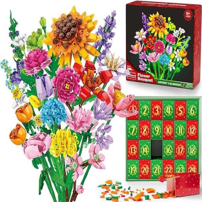 Flowers Bouquet Building Blocks Countdown Set Advent Calendar