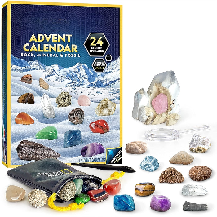 Gemstone And Rocks Collection Advent Calendar With Digging Kit