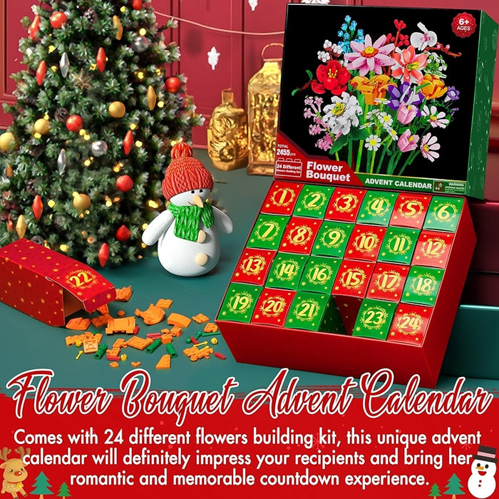 Advent Calendar 2024 Sunflower Bouquet Building Blocks Countdown Set