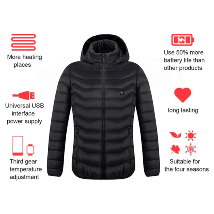 Lightweight Hooded Puffer Heating Jacket