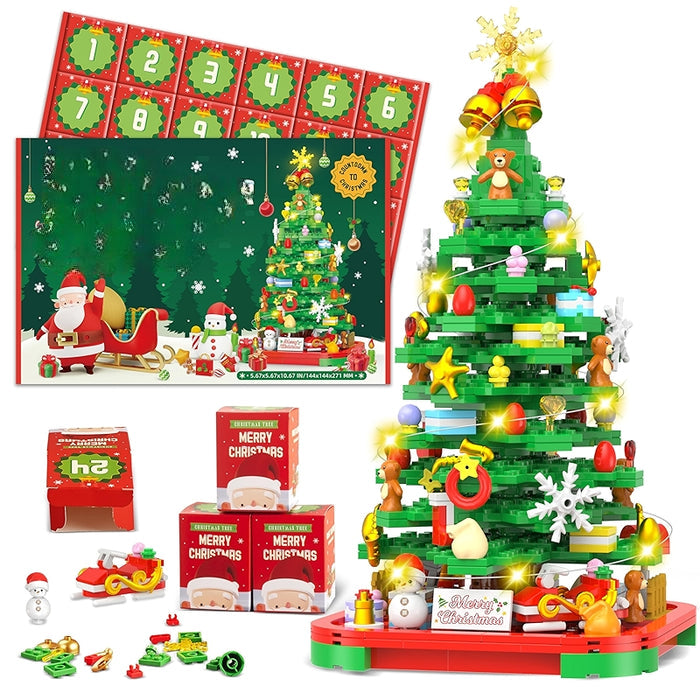 Advent Calendar Building Blocks Kit Christmas Tree Countdown Toy