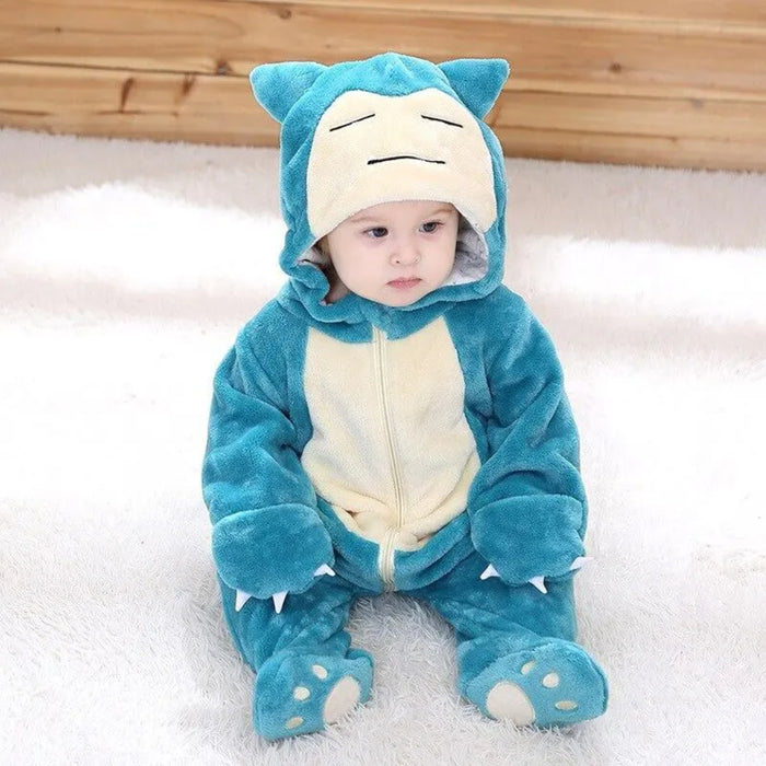 Baby Snorlax Inspired Fleece Onesie With Hood