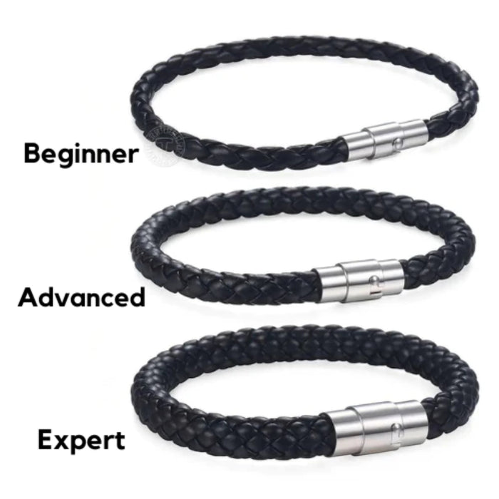Set Of Three Braided Leather Bracelets