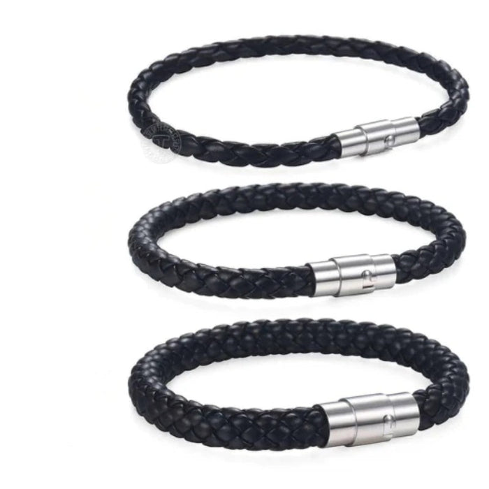 Set Of Three Braided Leather Bracelets