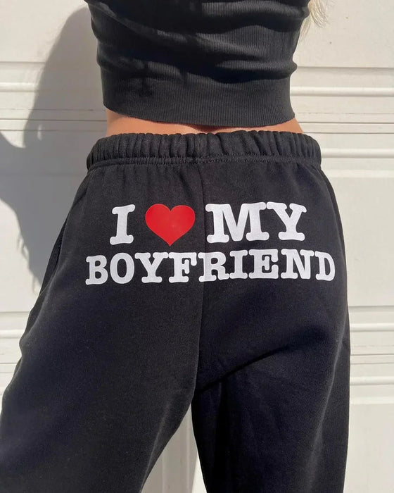 Letter Print Sweat Pants