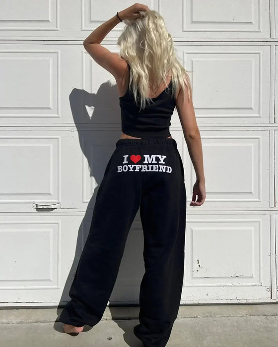 Letter Print Sweat Pants