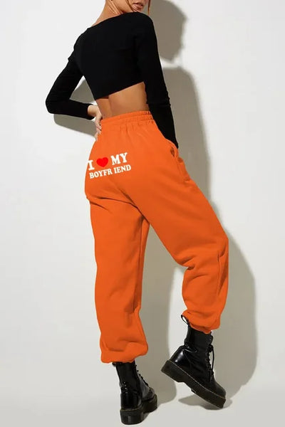 Letter Print Sweat Pants