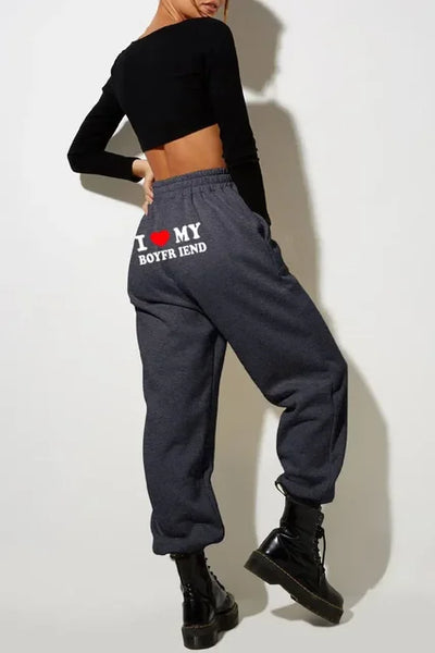 Letter Print Sweat Pants