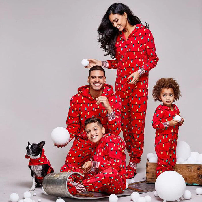 Light Bulbs Pattern Family Matching Christmas Jumpsuits