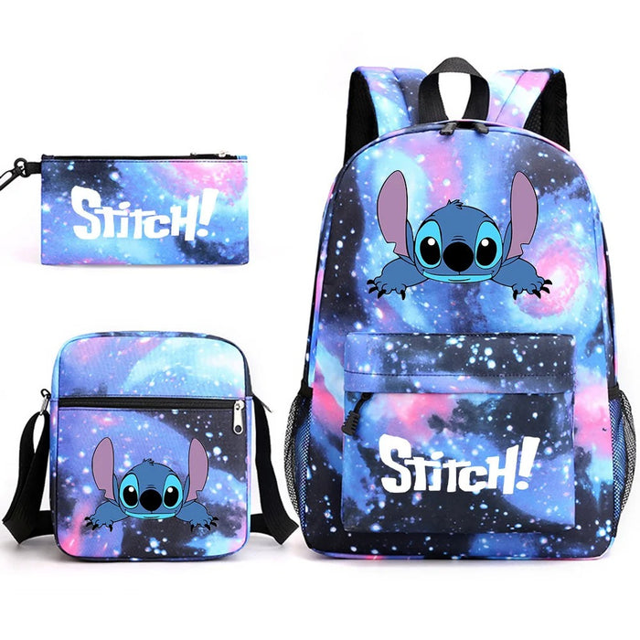 Stitch Cartoon Themed Three Piece Bag Set