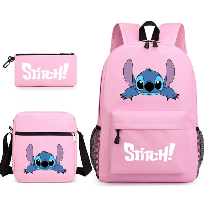 Stitch Cartoon Themed Three Piece Bag Set