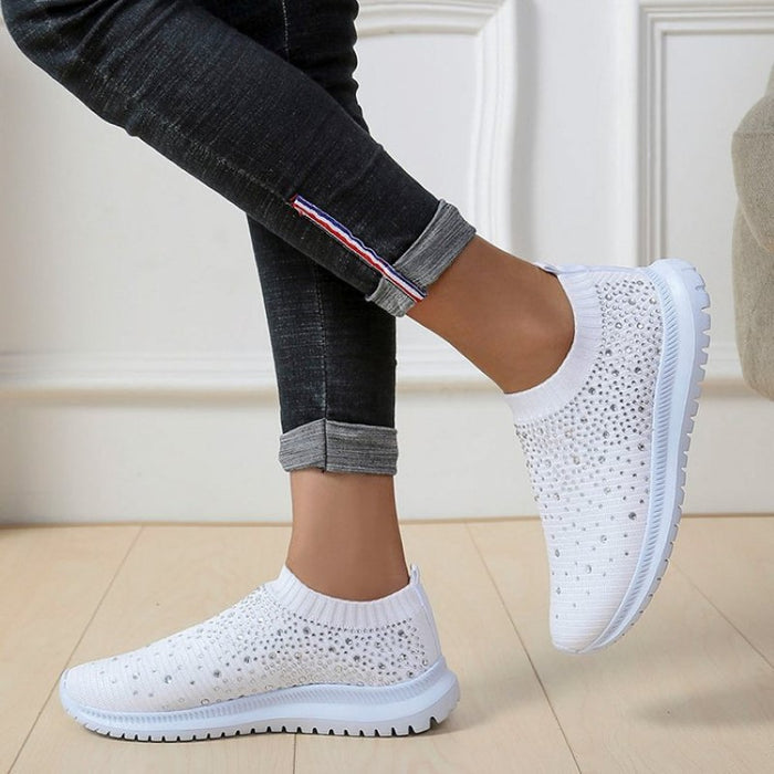 Crystal Slip On Walking Shoes