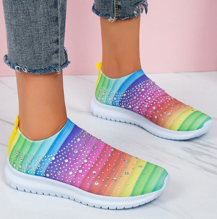 Crystal Slip On Walking Shoes