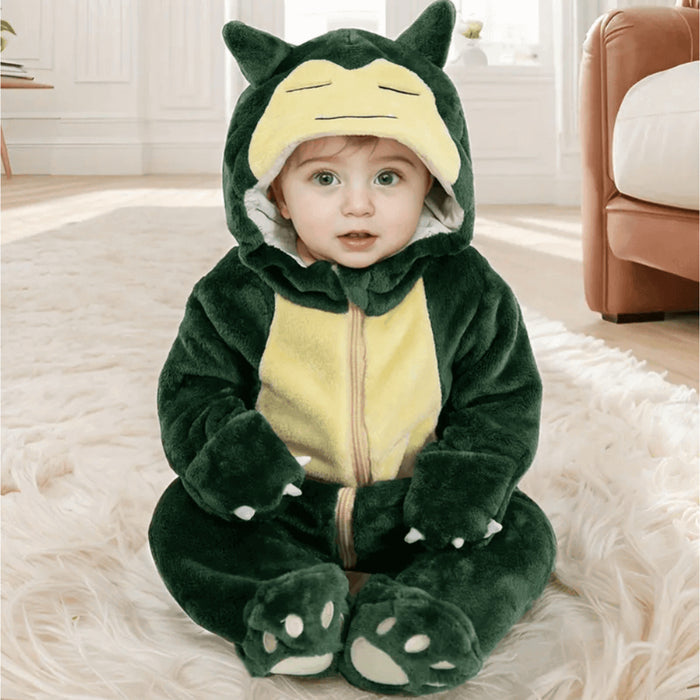 Baby Snorlax Inspired Fleece Onesie With Hood