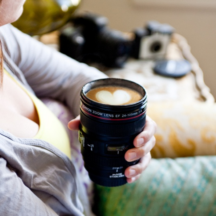 SLR Camera Lens Stainless Steel Travel Coffee Mug with Leak-Proof Lid - FREE SHIP DEALS