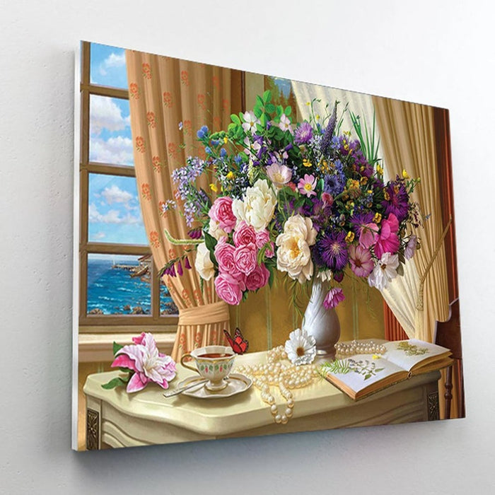 Paint By Numbers Kit - Flower Still Life Near the Window