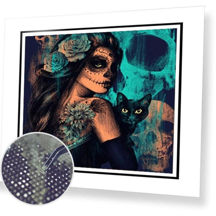 Paint by Diamonds Kit - Skull Cat Woman 5D