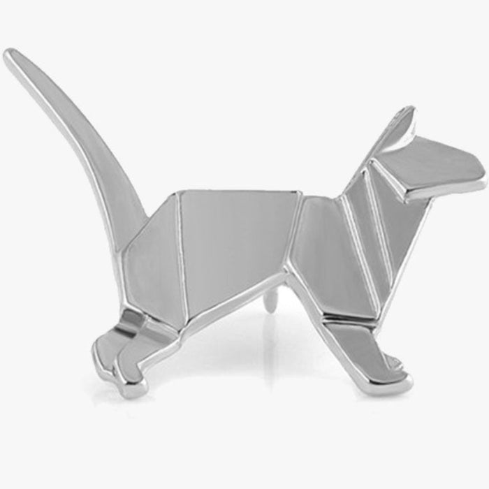 Silver Cat Origami Pin