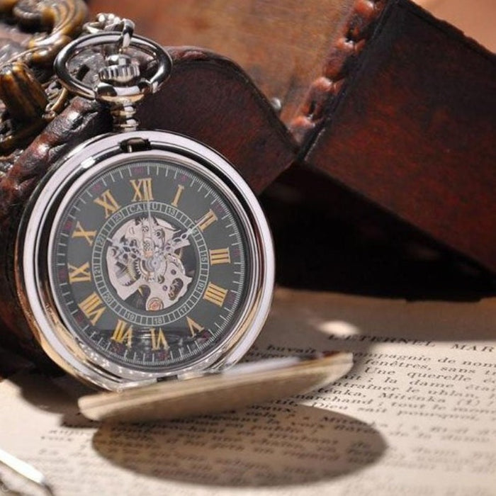 Silver Shield Full Hunter Pocket Watch - FREE SHIP DEALS