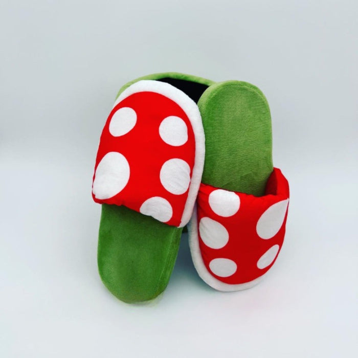 Playful Mushroom Themed Plush Slippers