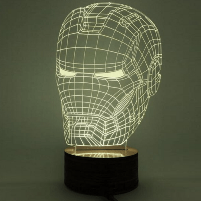 Marvel Inspired Iron Man Head Bust 3D Optical Illusion Lamp