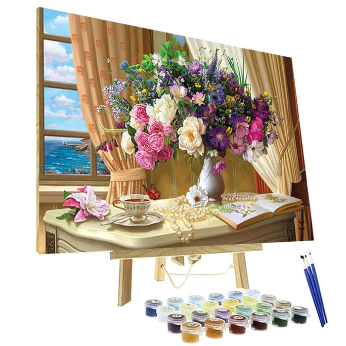Paint By Numbers Kit - Flower Still Life Near the Window