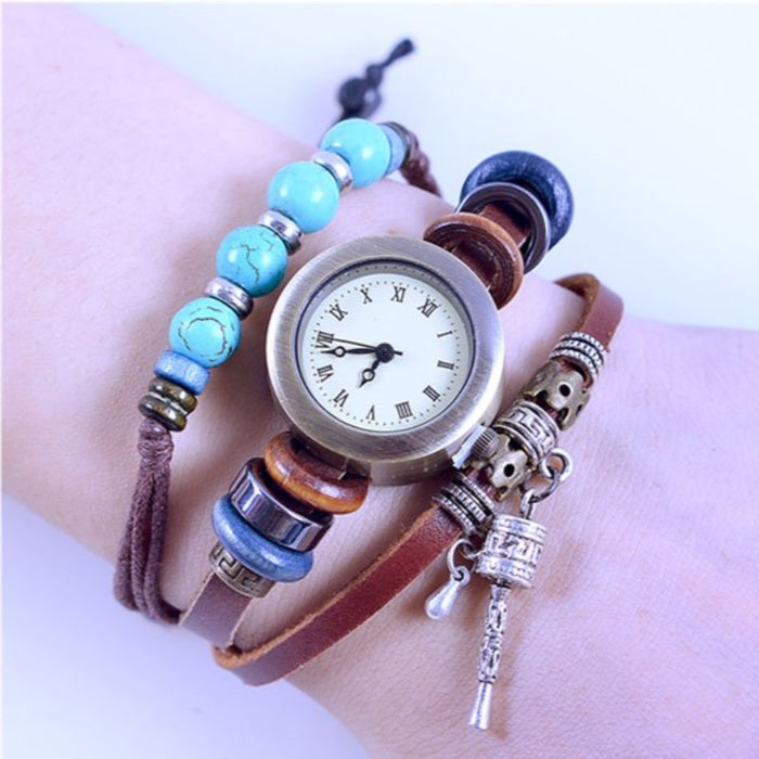 Turquoise Beads Leather Watch - FREE SHIP DEALS