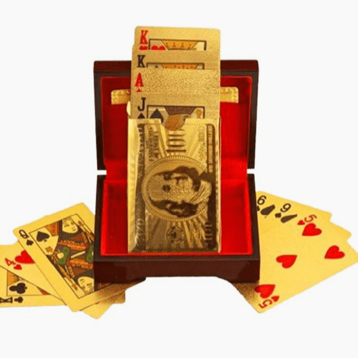 24K Gold-Plated Playing Cards with Optional Case - FREE SHIP DEALS