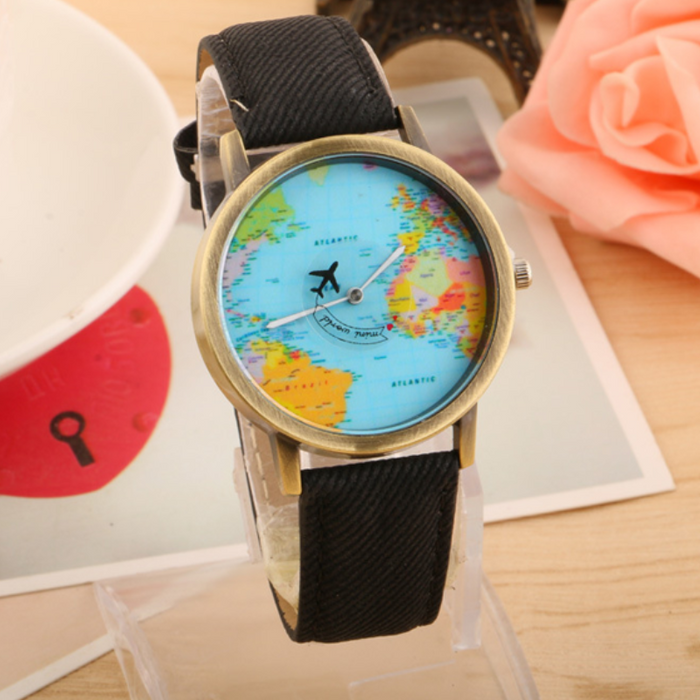 Unisex Watch Unique Design World Map Quartz Watch