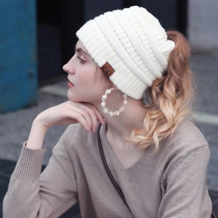 Soft Knit Ponytail Beanie