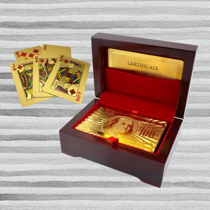 24K Gold-Plated Playing Cards with Case