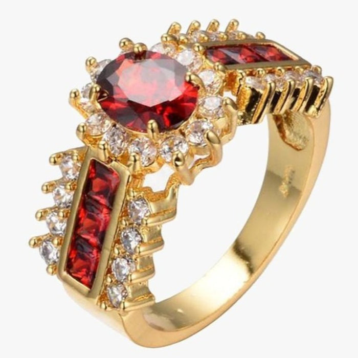 Gold Plated Crimson Garnet Ring - FREE SHIP DEALS
