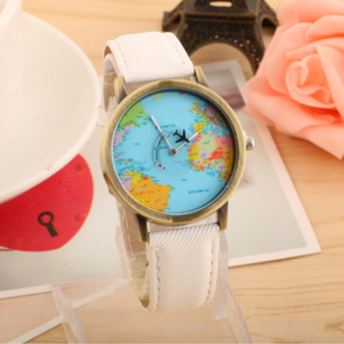 Unisex Watch Unique Design World Map Quartz Watch