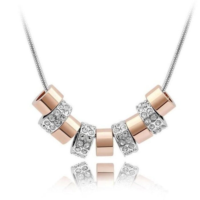White Gold & Rose Gold Over Silver 9 Hoop Pendant - Florence Scovel