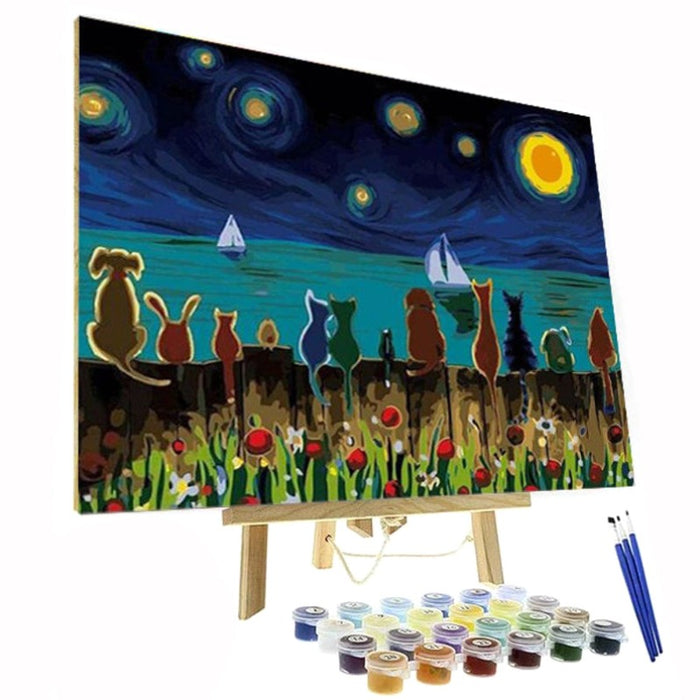 Paint By Numbers Kit - Cats at Night
