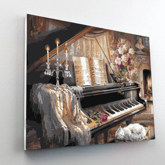 Paint By Numbers Kit - Lazy Cat on Piano