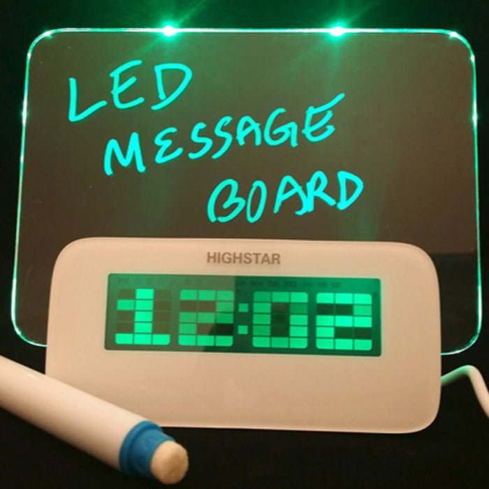 LED Fluorescent Message Board Digital Alarm Clock with 4 Port USB Hub - FREE SHIP DEALS