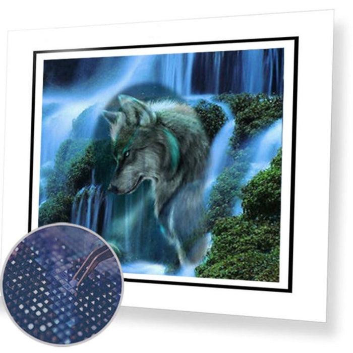 Paint By Diamonds Kit - Wolf & Waterfall 5D