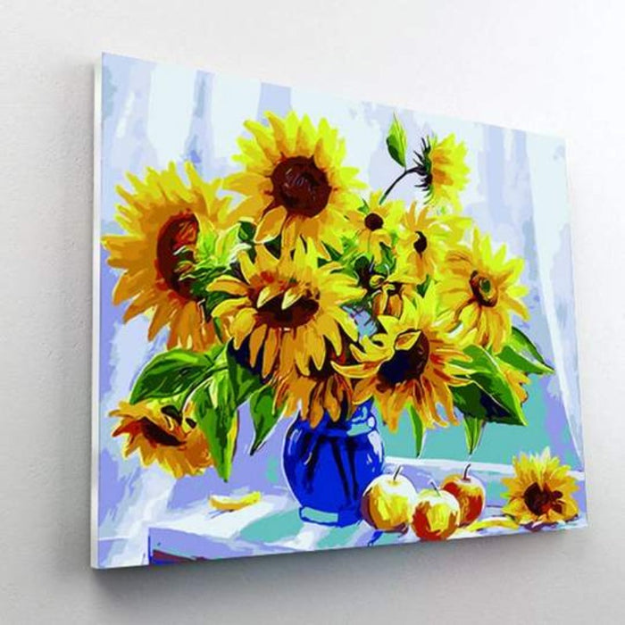 Paint By Numbers Kit - Blue Vase with Sunflowers