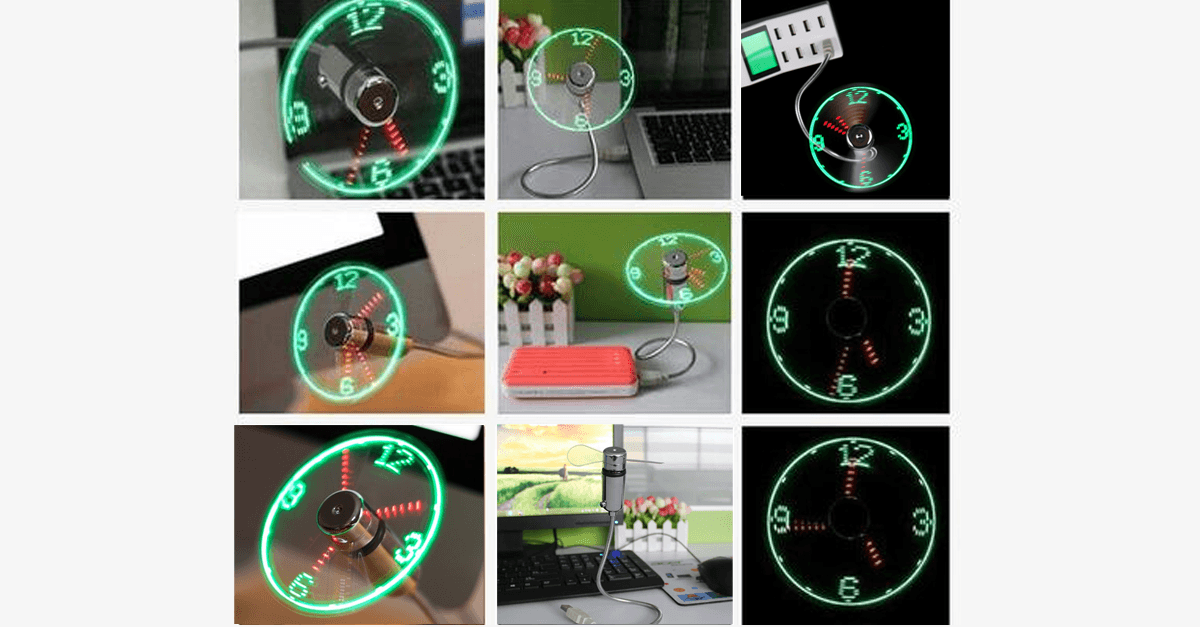 2-in-1 LED Light USB Fan and Clock - FREE SHIP DEALS