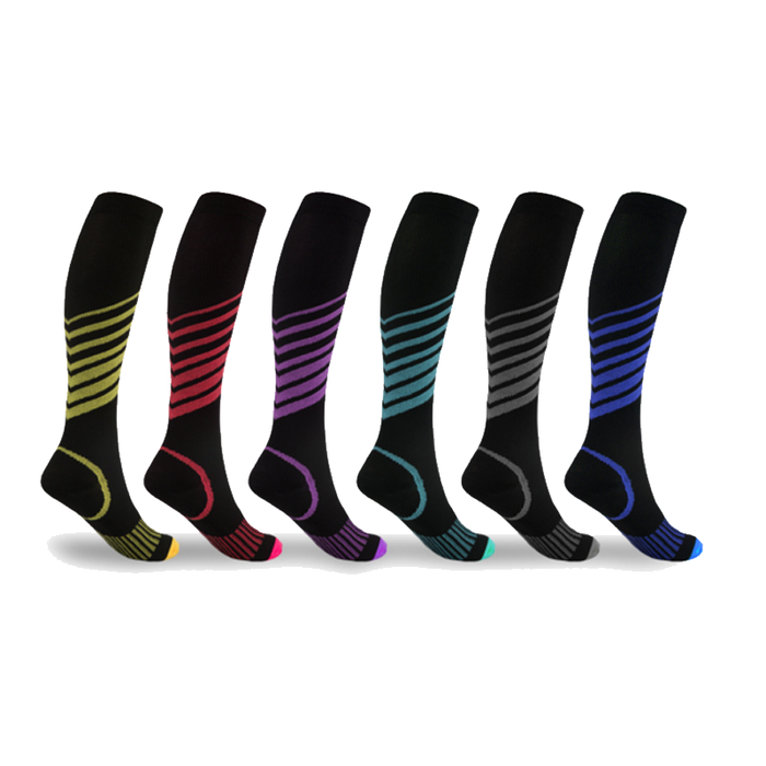 Ultra V-Striped Knee-High Compression Socks (6 Pack)