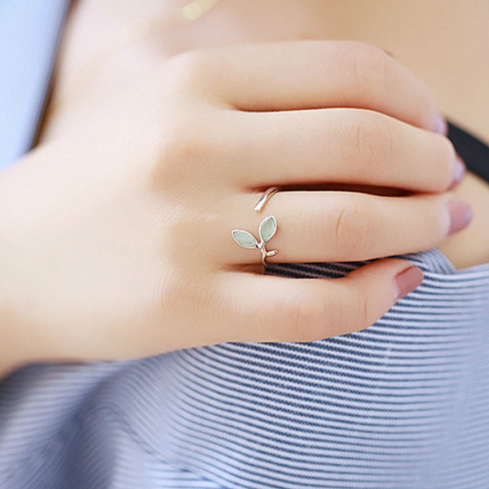 Green Opal Leaf Ring
