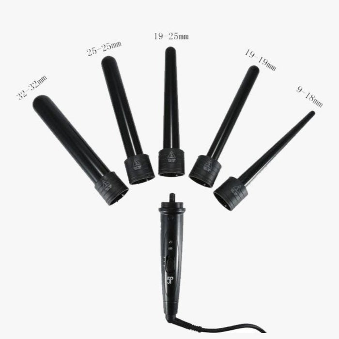 5 Professional Curling Wand Set 85W 100-240V with Heat Resistant Glove - FREE SHIP DEALS